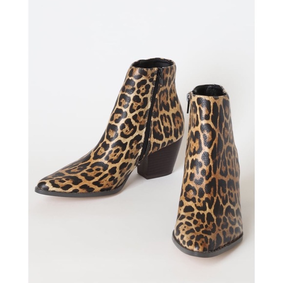 Lulus Classic Leopard Print Pointed Ankle Booties - Picture 2 of 14